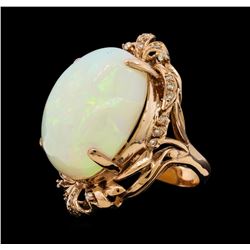 33.41 ctw Opal and Diamond Ring - 14KT Rose Gold