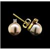 Image 2 : Pearl and Diamond Earrings - 14KT Yellow Gold