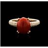 Image 1 : 14KT Rose Gold 4.70 ctw Coral and Diamond Ring