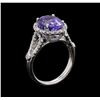 Image 4 : 4.70 ctw Tanzanite and Diamond Ring - 14KT White Gold