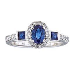 1.03 ctw Sapphire and Diamond Ring - 14KT White Gold