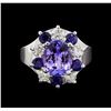 Image 2 : 14KT White Gold 2.48 ctw Tanzanite, Sapphire and Diamond Ring