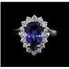 Image 2 : 4.40 ctw Tanzanite and Diamond Ring - 14KT White Gold