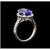 Image 4 : 4.48 ctw Tanzanite and Diamond Ring - 14KT White Gold