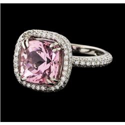 3.46 ctw Morganite and Diamond Ring - 18KT White Gold