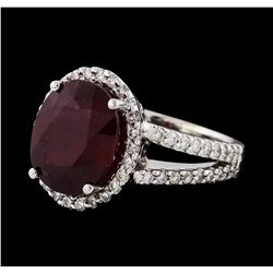 7.41 ctw Ruby and Diamond Ring - 14KT White Gold