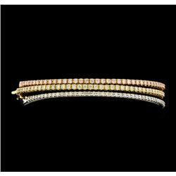 2.70 ctw Diamond Bangle Bracelets - 14KT Tri Color Gold