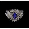 Image 2 : 0.15 ctw Tanzanite and Diamond Ring - 14KT White Gold