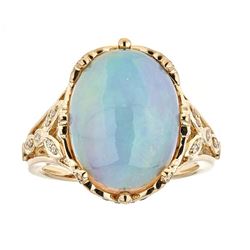 6.78 ctw Opal, Sapphire, and Diamond Ring - 14KT Yellow Gold