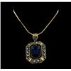 Image 1 : Sapphire Crystal Necklace - Gold Plated
