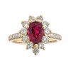 Image 1 : 1.77 ctw Rubellite and Diamond Ring - 14KT Yellow Gold