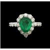 Image 2 : 2.10 ctw Emerald and Diamond Ring - 14KT White Gold