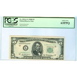 1950B PCGS CN 63PPQ $5 Federal Reserve Star Bank Note