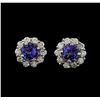 Image 1 : 14KT White Gold 2.40 ctw Tanzanite and Diamond Earrings