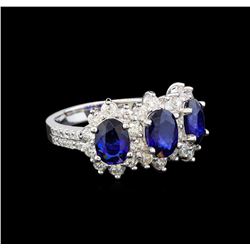 14KT White Gold 3.00 ctw Sapphire and Diamond Ring