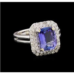 14KT White Gold 3.57 ctw Tanzanite and Diamond Ring