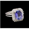 Image 1 : 14KT White Gold 3.57 ctw Tanzanite and Diamond Ring