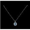 Image 2 : 14KT White Gold 5.67 ctw Aquamarine and Diamond Pendant With Chain