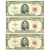 Image 1 : 1963 $5 VG/XF Red Seal Note Lot of 3