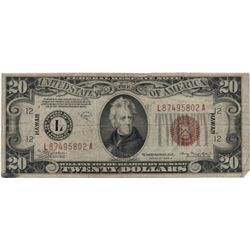 1934 $20 Hawaii Federal Reserve Note Currency