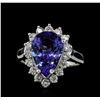 Image 2 : 4.81 ctw Tanzanite and Diamond Ring - 14KT White Gold