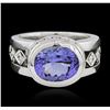 Image 2 : 3.78 ctw Tanzanite and Diamond Ring - 18KT White Gold