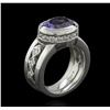 Image 3 : 3.78 ctw Tanzanite and Diamond Ring - 18KT White Gold