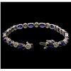 Image 3 : 12.82 ctw Sapphire and Diamond Bracelet - 14KT White Gold