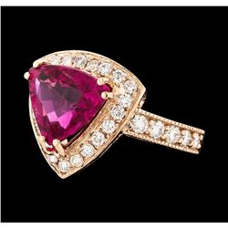 3.61 ctw Tourmaline and Diamond Ring - 14KT Rose Gold