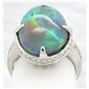 Image 5 : 7.18 ctw Australian Black Opal and Diamond Ring - 18KT White Gold