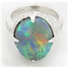 Image 9 : 7.18 ctw Australian Black Opal and Diamond Ring - 18KT White Gold