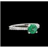 Image 1 : 1.27 ctw Emerald and Diamond Ring - 14KT White Gold