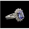 Image 1 : 3.25 ctw Tanzanite and Diamond Ring - 14KT White Gold