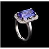 Image 4 : 4.47 ctw Tanzanite and Diamond Ring - 14KT White Gold