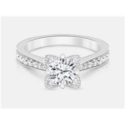 Cubic Zirconia and Diamond Ring - 18KT White Gold