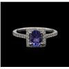 Image 2 : 0.78 ctw Tanzanite and Diamond Ring - 14KT White Gold