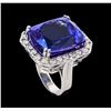 Image 4 : GIA Cert 32.86 ctw Tanzanite and Diamond Ring - 14KT White Gold