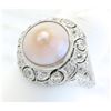 Image 3 : 0.74 ctw Vintage Pearl and Diamond Ring - Platinum