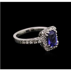 1.58 ctw Tanzanite and Diamond Ring - 14KT White Gold