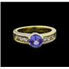 Image 2 : 1.00 ctw Tanzanite and Diamond Ring - 18KT Yellow Gold