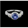 Image 2 : 14KT White Gold 1.51 ctw Tanzanite and Diamond Ring