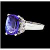 Image 1 : 3.36 ctw Tanzanite and Diamond Ring - 14 KT White Gold