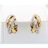 Image 3 : 0.25 ctw Cartier Trinity Diamond Earrings - 18KT Tri Color Gold