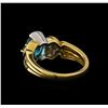 Image 3 : 4.19 ctw Blue Zircon and Diamond Ring - 14KT Yellow Gold