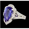 Image 1 : 3.40 ctw Tanzanite and Diamond Ring - 14KT White Gold