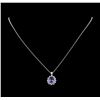 Image 2 : 3.28 ctw Tanzanite and Diamond Pendant With Chain - 14KT White Gold