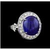 Image 1 : 12.77 ctw Tanzanite and Diamond Ring - 14KT White Gold