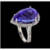 Image 4 : GIA Cert 14.31 ctw Tanzanite and Diamond Ring - 14KT White Gold
