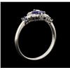 Image 4 : 0.50 ctw Sapphire and Diamond Ring - Platinum