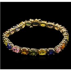 23.50 ctw Multi Color Sapphire Bracelet - 14KT Yellow Gold